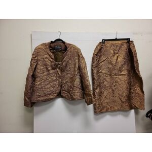 Moshita Couture Women Skirt Suit Size 24 Bronze Jacket Skirt Set Plus Size